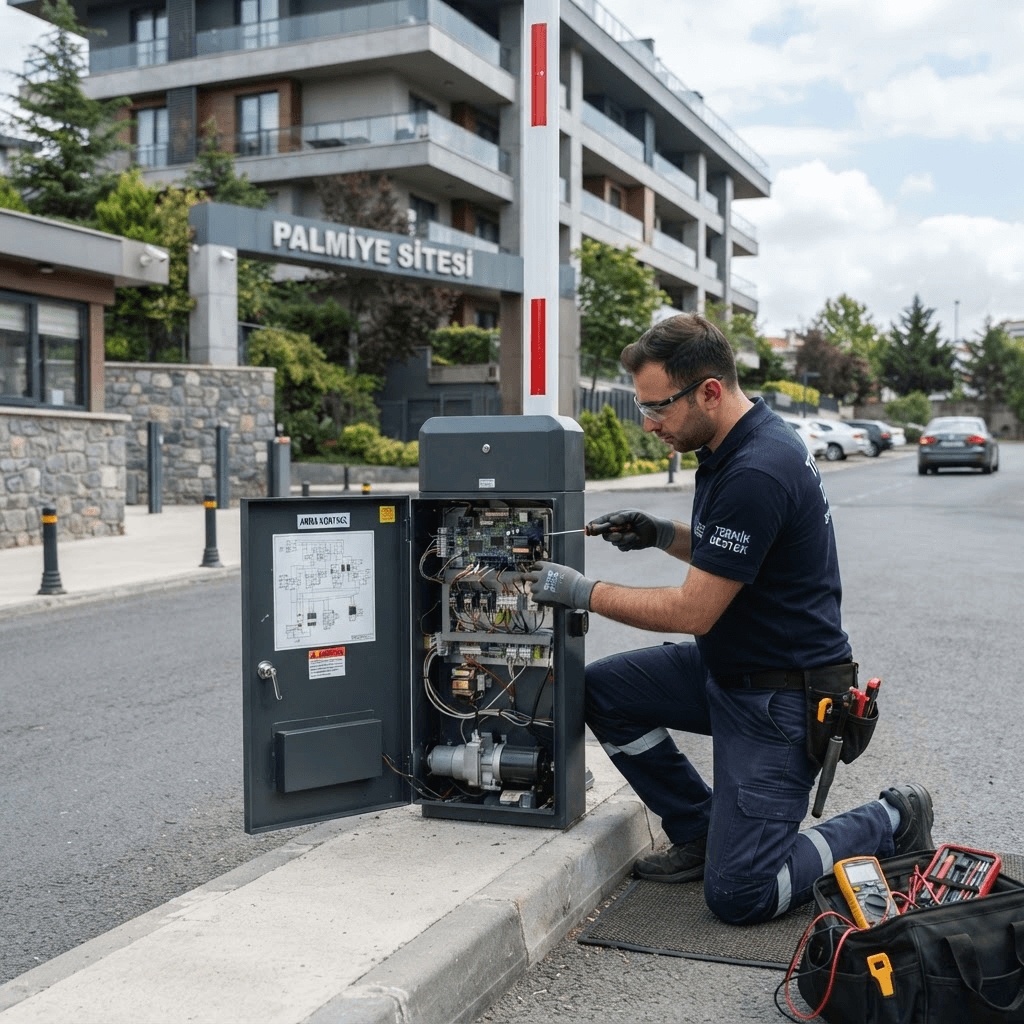 Kollu bariyer yerinde teknik servis çalışması