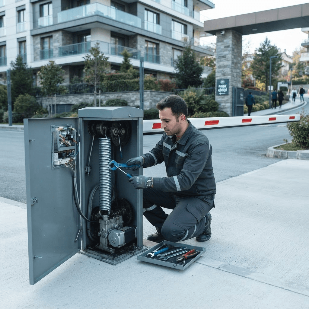 Kollu bariyer yay dengesi ve motor servisi
